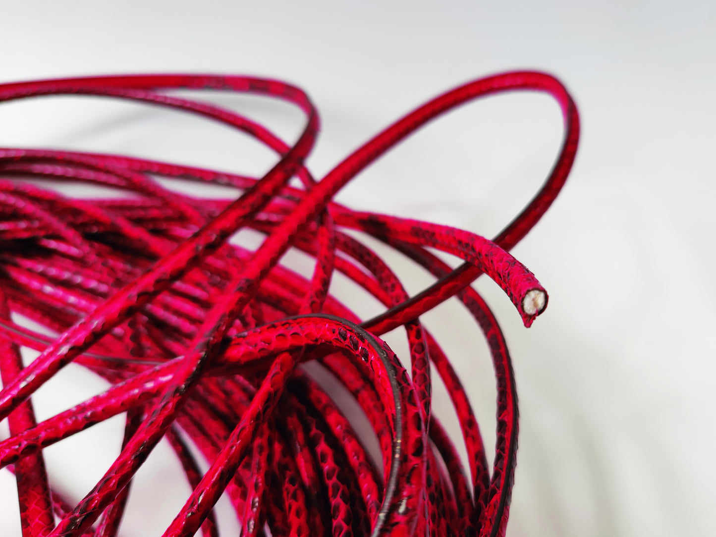 CLEARANCE LEATHER CORD WITH TOP STITCHING- SNAKE PRINT