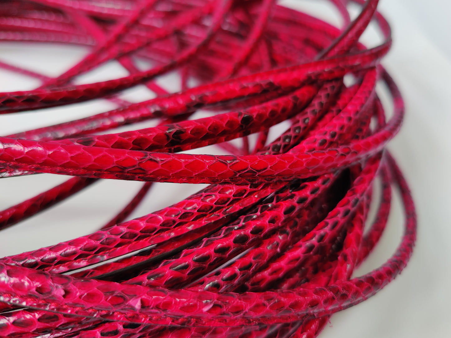 CLEARANCE LEATHER CORD WITH TOP STITCHING- SNAKE PRINT