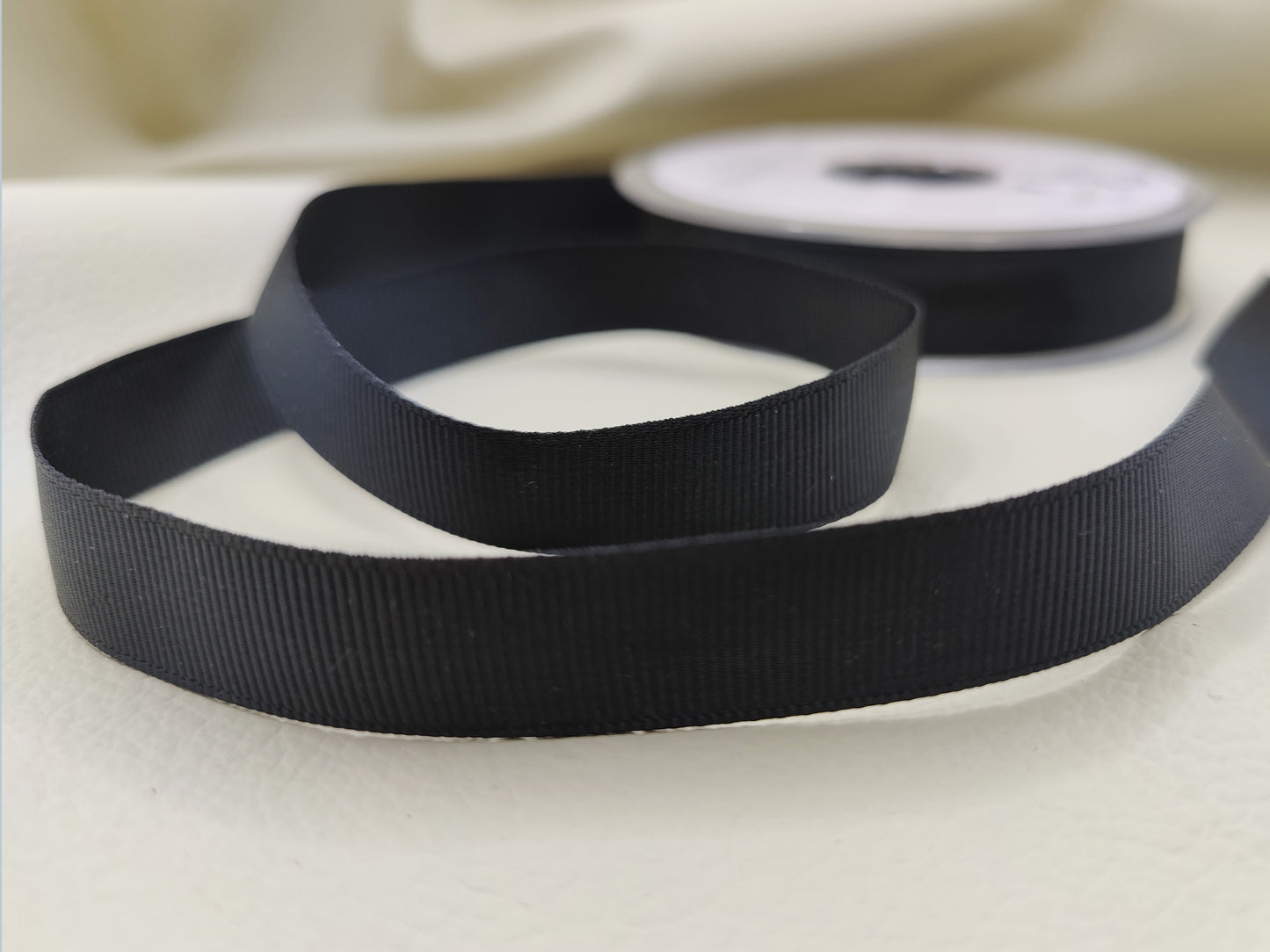 BLACK GROSGRAIN RIBBON - 15mm - BLACK - full reel