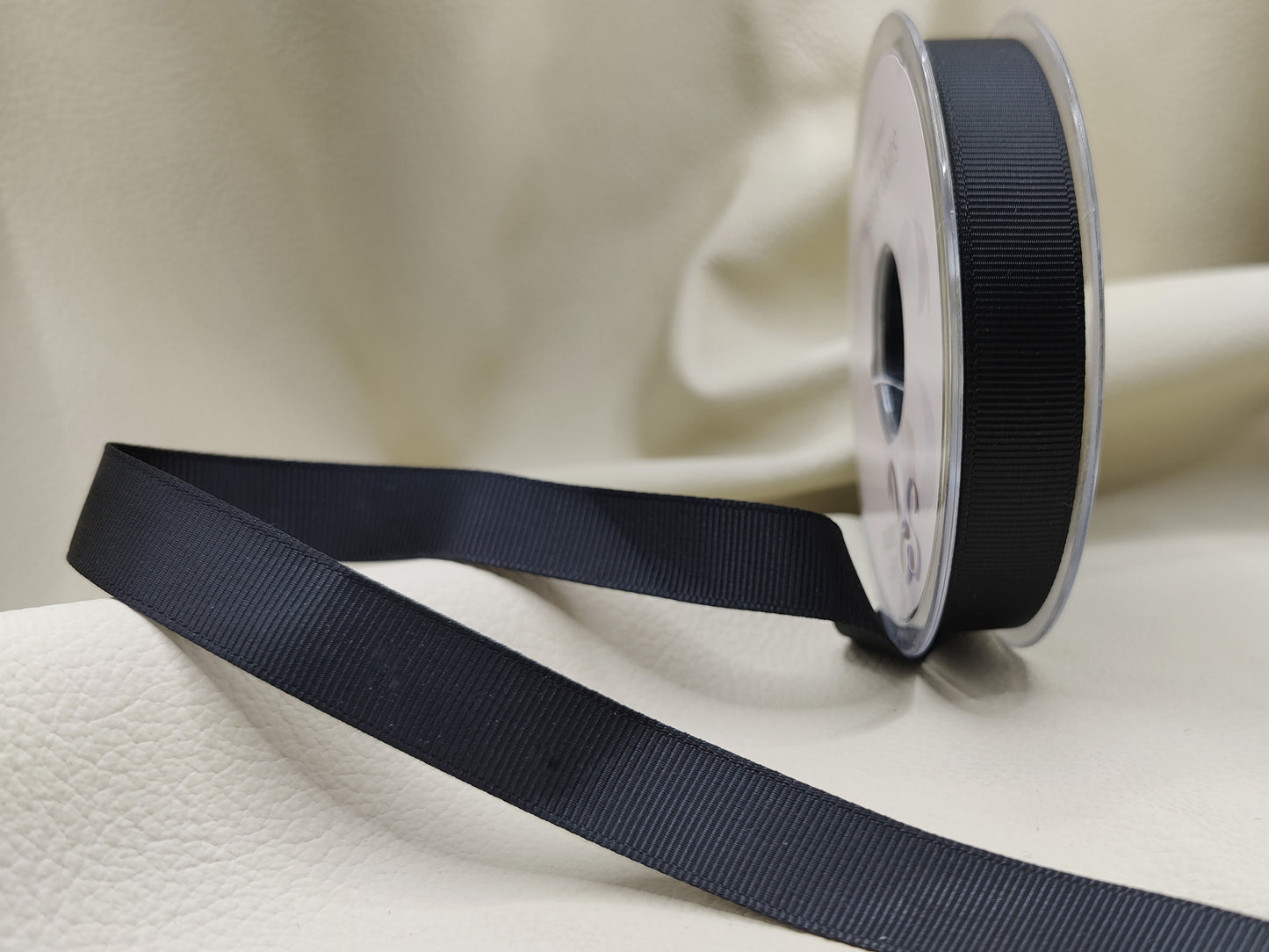 BLACK GROSGRAIN RIBBON - 15mm - BLACK - full reel