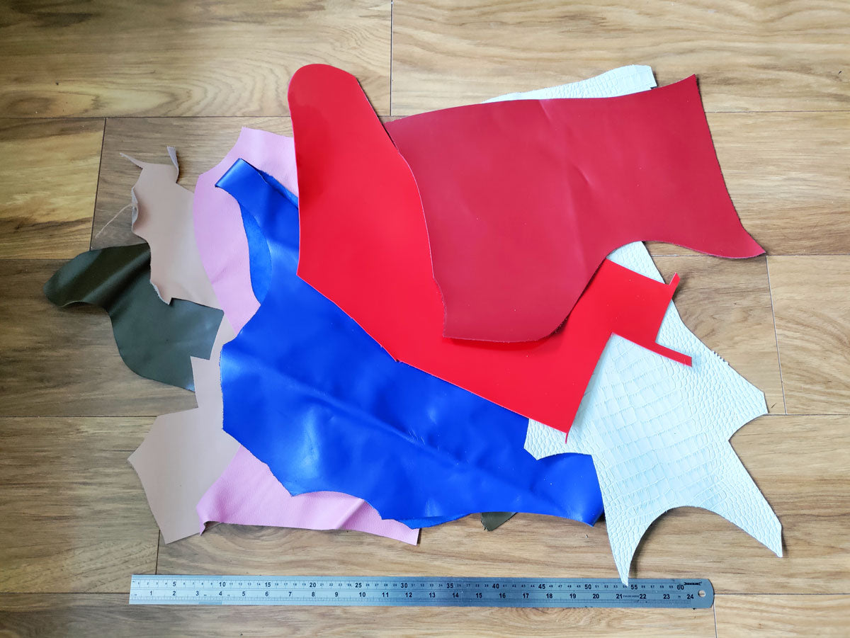 COLOURED LEATHER OFFCUTS – LARGE – 0.8-2.0mm