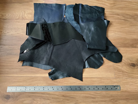 BLACK LEATHER OFFCUTS – LARGE - 0.8-2.0mm