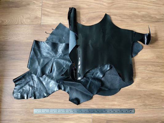 BLACK LEATHER OFFCUTS – EXTRA LARGE – 0.8-2.0mm