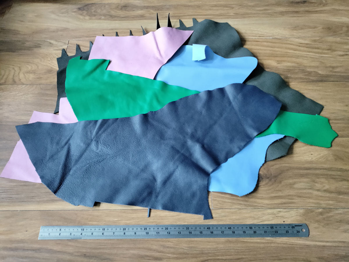 COLOURED LEATHER OFFCUTS – EXTRA LARGE – 0.8-2.0mm