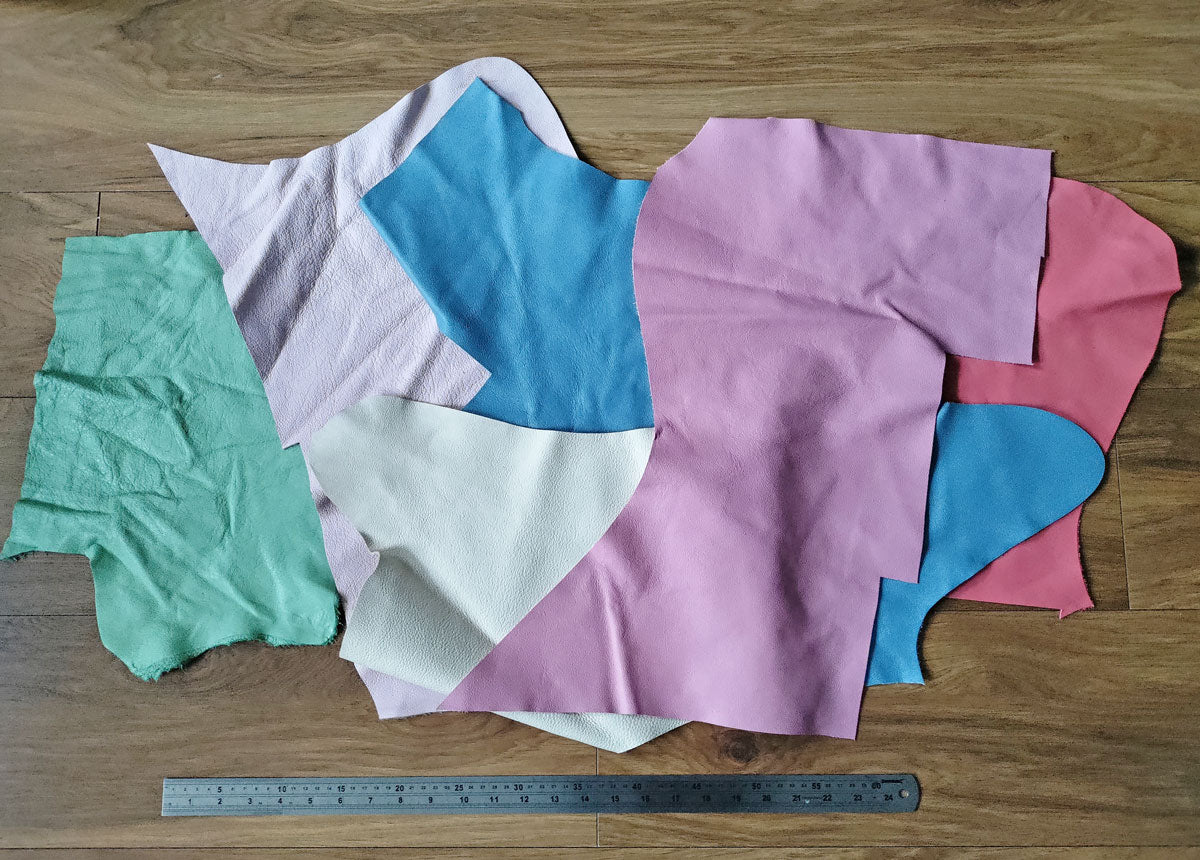 COLOURED LEATHER OFFCUTS – EXTRA LARGE – 0.8-2.0mm