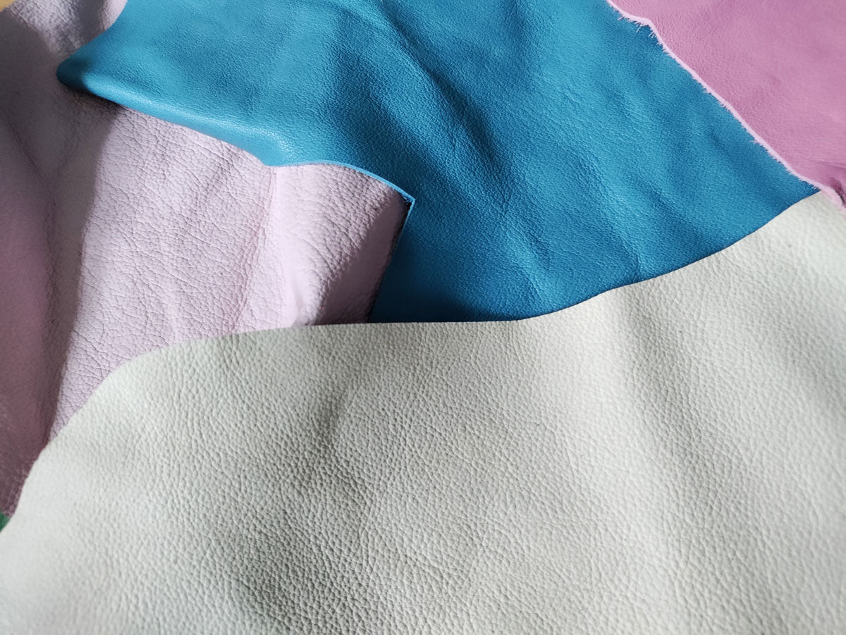 COLOURED LEATHER OFFCUTS – EXTRA LARGE – 0.8-2.0mm