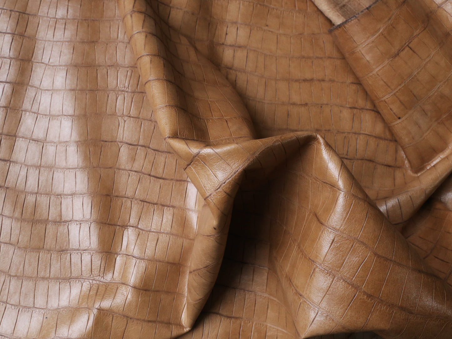 SOFT CROC PRINT SIDES - CARAMEL 0.8-1.0mm