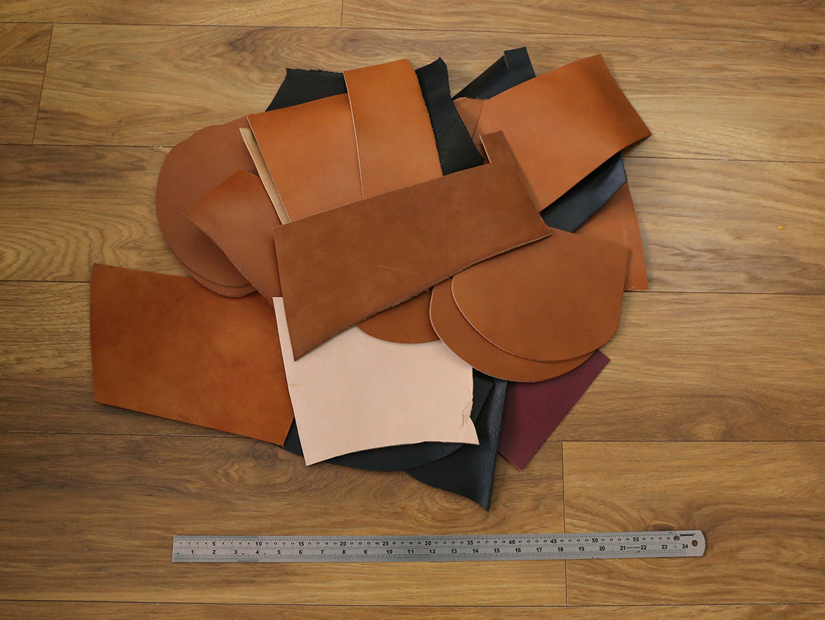 VEGETABLE TANNED LEATHER OFFCUTS – MEDIUM – 1.8-4.0mm