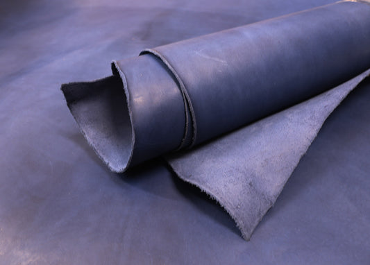 VEGETABLE TANNED SHOULDERS - BLUE - FULL GRAIN - 2.0 and 1.4mm