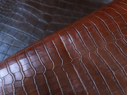 BROWN CROC PRINT LEATHER BUNDLE - 0.9-1.1mm