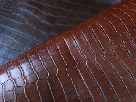 BROWN CROC PRINT LEATHER BUNDLE - 0.9-1.1mm