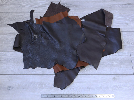 BROWN LEATHER OFFCUTS – EXTRA LARGE – 1.1-2.2 mm