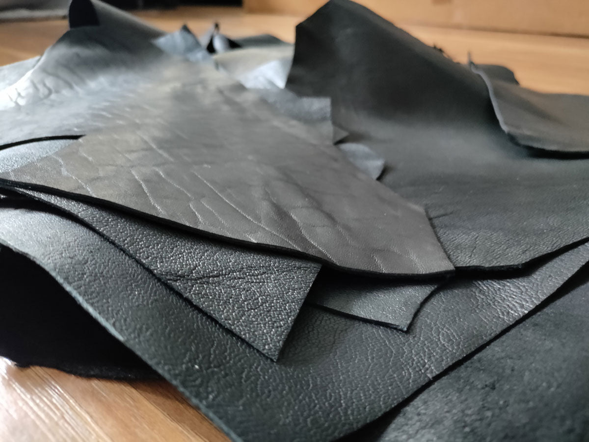 BLACK LEATHER OFFCUTS – SMALL -  0.8-2.0mm