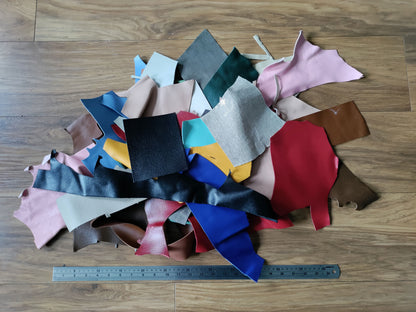 COLOURED LEATHER OFFCUTS – SMALL – 0.8-2.0mm
