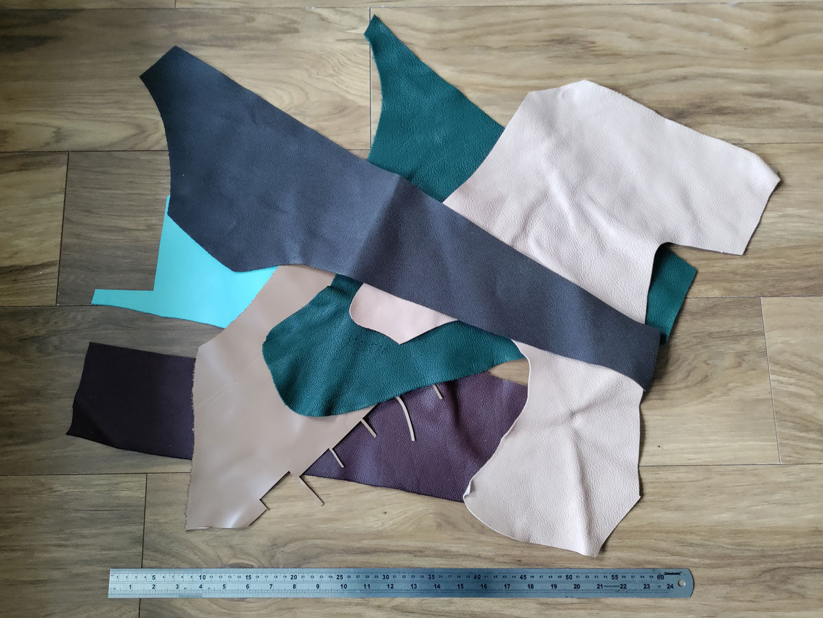 COLOURED LEATHER OFFCUTS – LARGE – 0.8-2.0mm