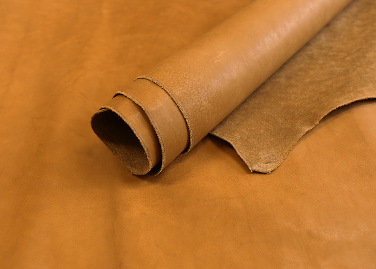 VEGETABLE TANNED LEATHER SIDES – WASHED COGNAC - 1.1-1.3mm