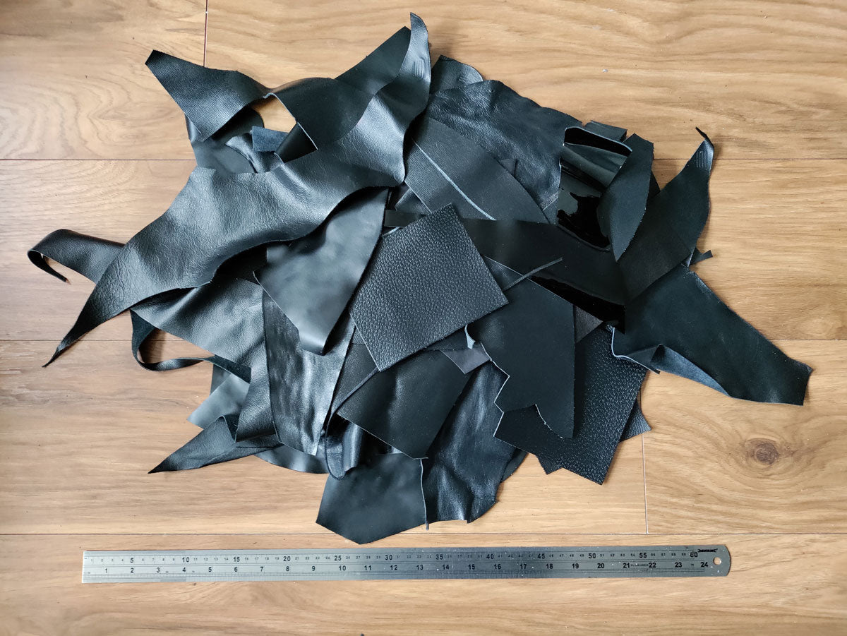 BLACK LEATHER OFFCUTS – SMALL -  0.8-2.0mm