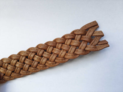 CLEARANCE LEATHER BRAIDED BAG HANDLES - BROWN (Pack of 4)