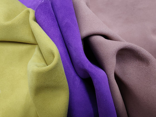 YELLOW/PURPLE/PINK SUEDE LEATHER BUNDLE - 0.9 - 1.1